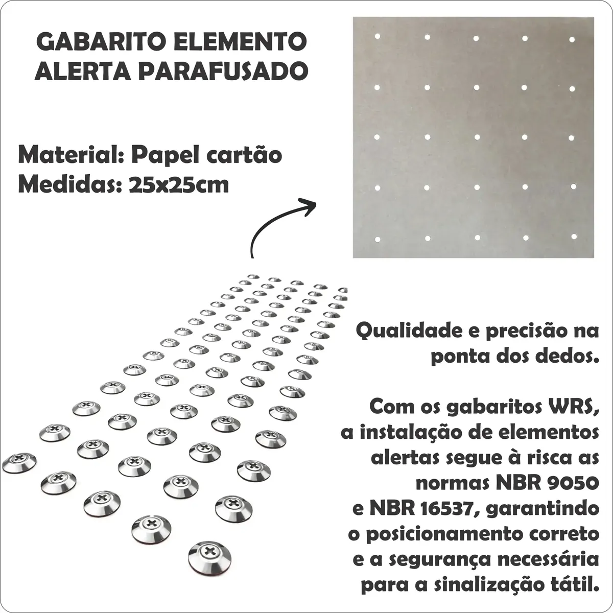 Miniatura 2 de Elemento Tátil Alerta 28mm Inox Liso Parafusado