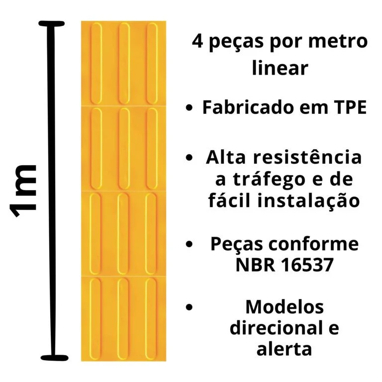Miniatura 3 de Piso Tátil Alerta Amarelo 250x250x5 TPE