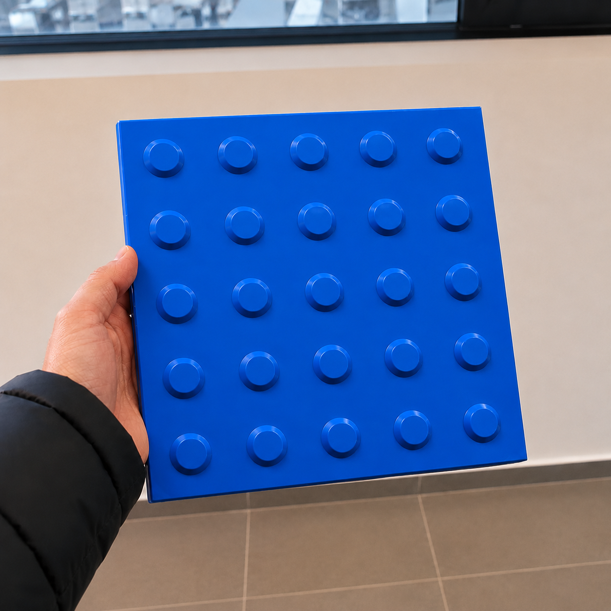 Miniatura 1 de Piso Tátil Alerta Argamassado Azul 250x250x12 TPE