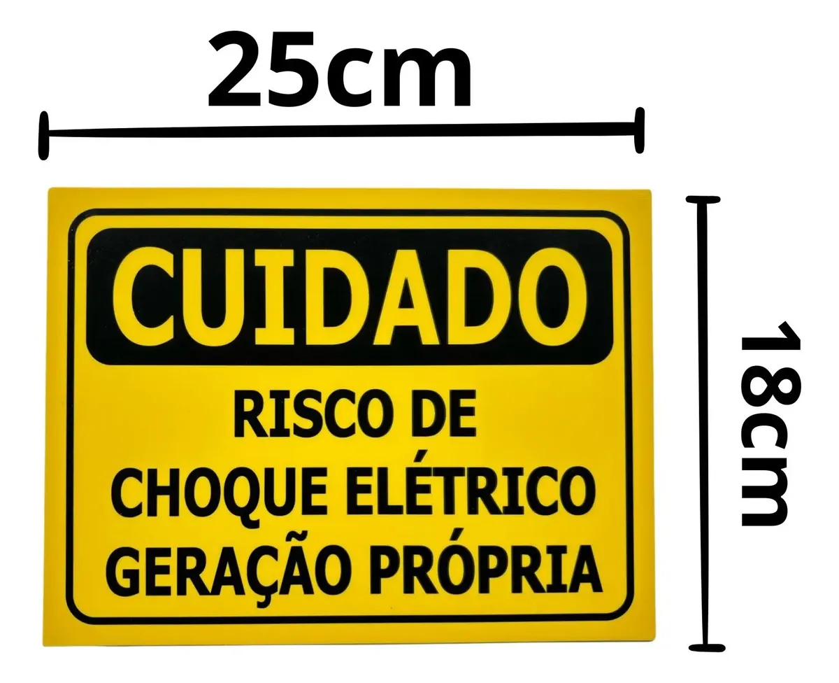 Miniatura 2 de Placa "CUIDADO RISCO DE CHOQUE ELÉTRICO GERAÇÃO PRÓPRIA" - Até 25x15 cm 