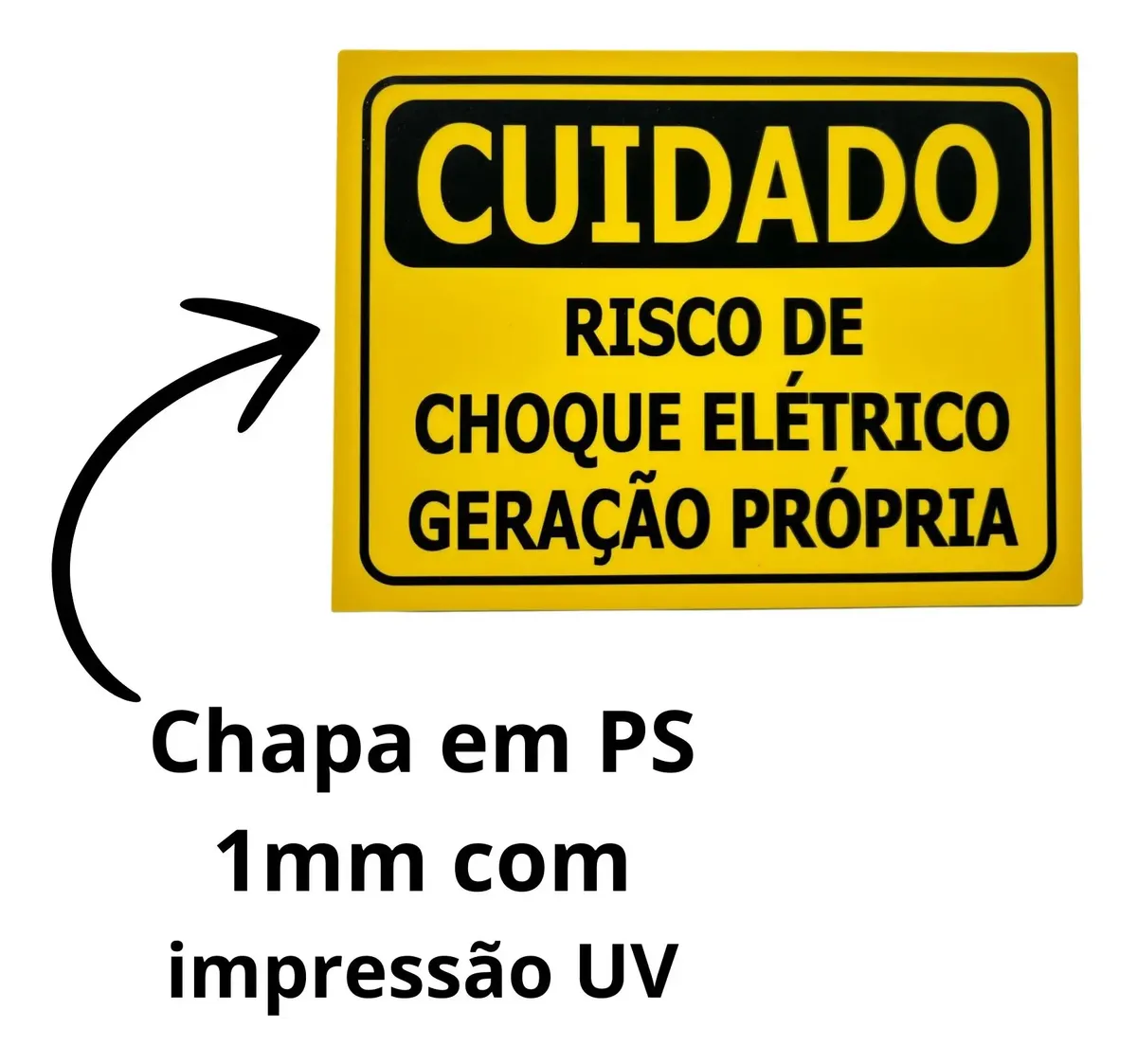 Miniatura 3 de Placa "CUIDADO RISCO DE CHOQUE ELÉTRICO GERAÇÃO PRÓPRIA" - Até 25x15 cm 