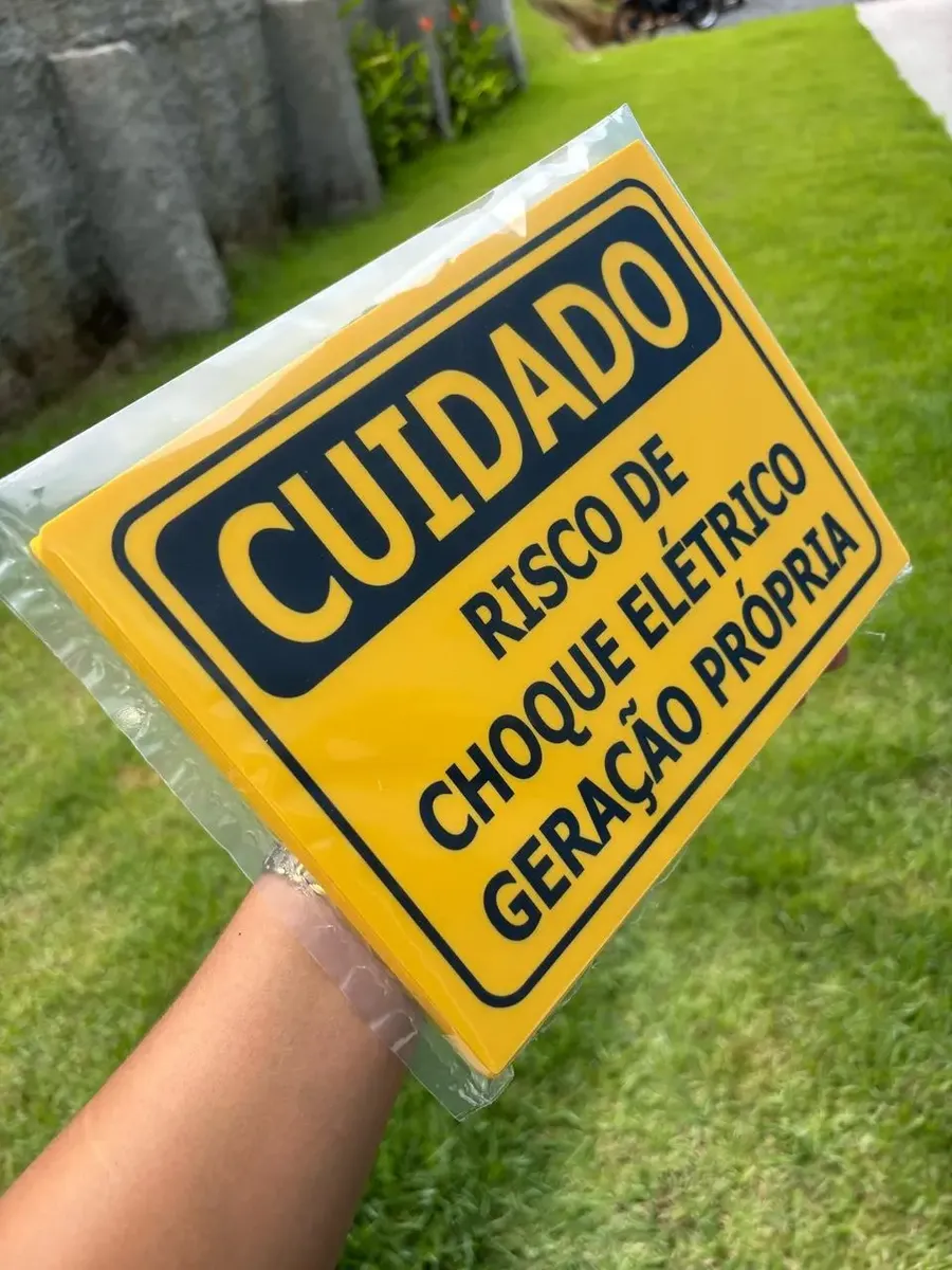 Miniatura 5 de Placa "CUIDADO RISCO DE CHOQUE ELÉTRICO GERAÇÃO PRÓPRIA" - Até 25x15 cm 