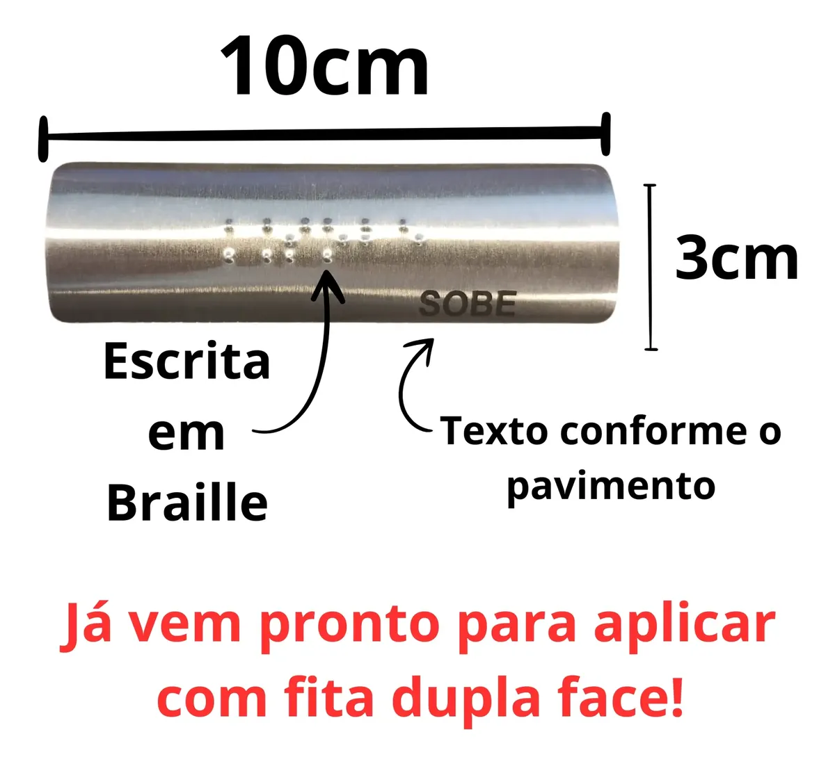 Miniatura 2 de Placa Braille Alumínio p/ Corrimão 10x3cm - Andar 11