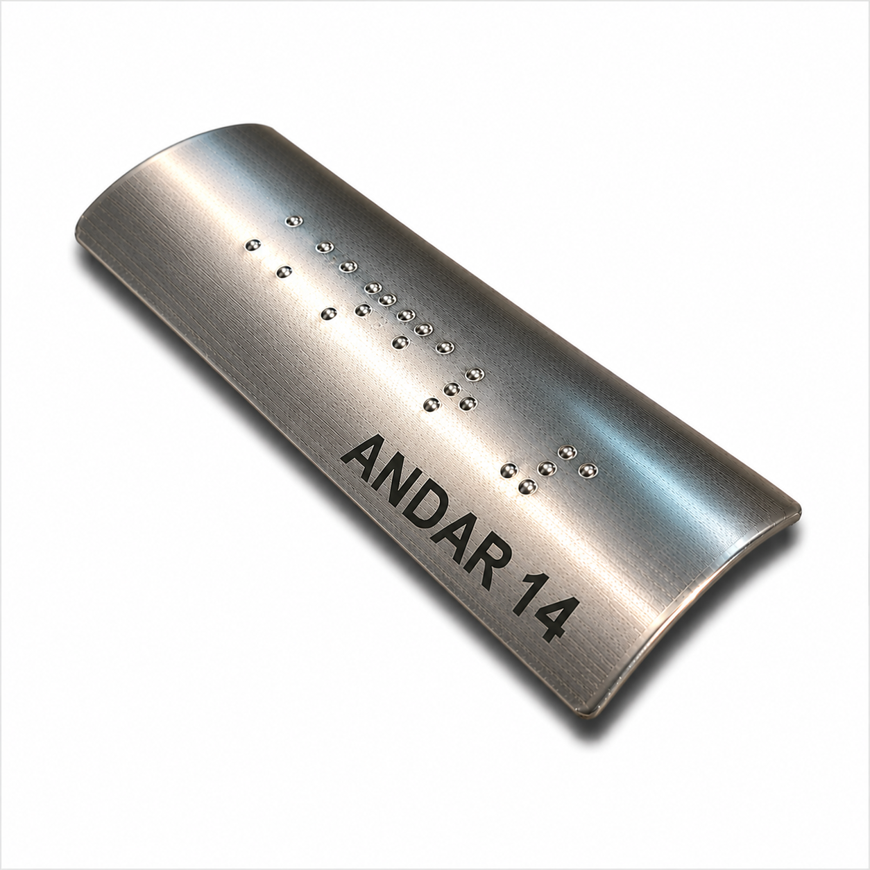 Placa Braille Alumínio p/ Corrimão 10x3cm - Andar 14