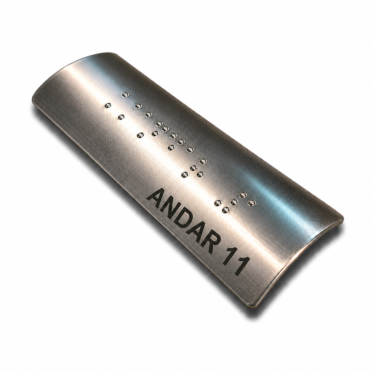 Placa Braille Alumínio p/ Corrimão 10x3cm - Andar 11