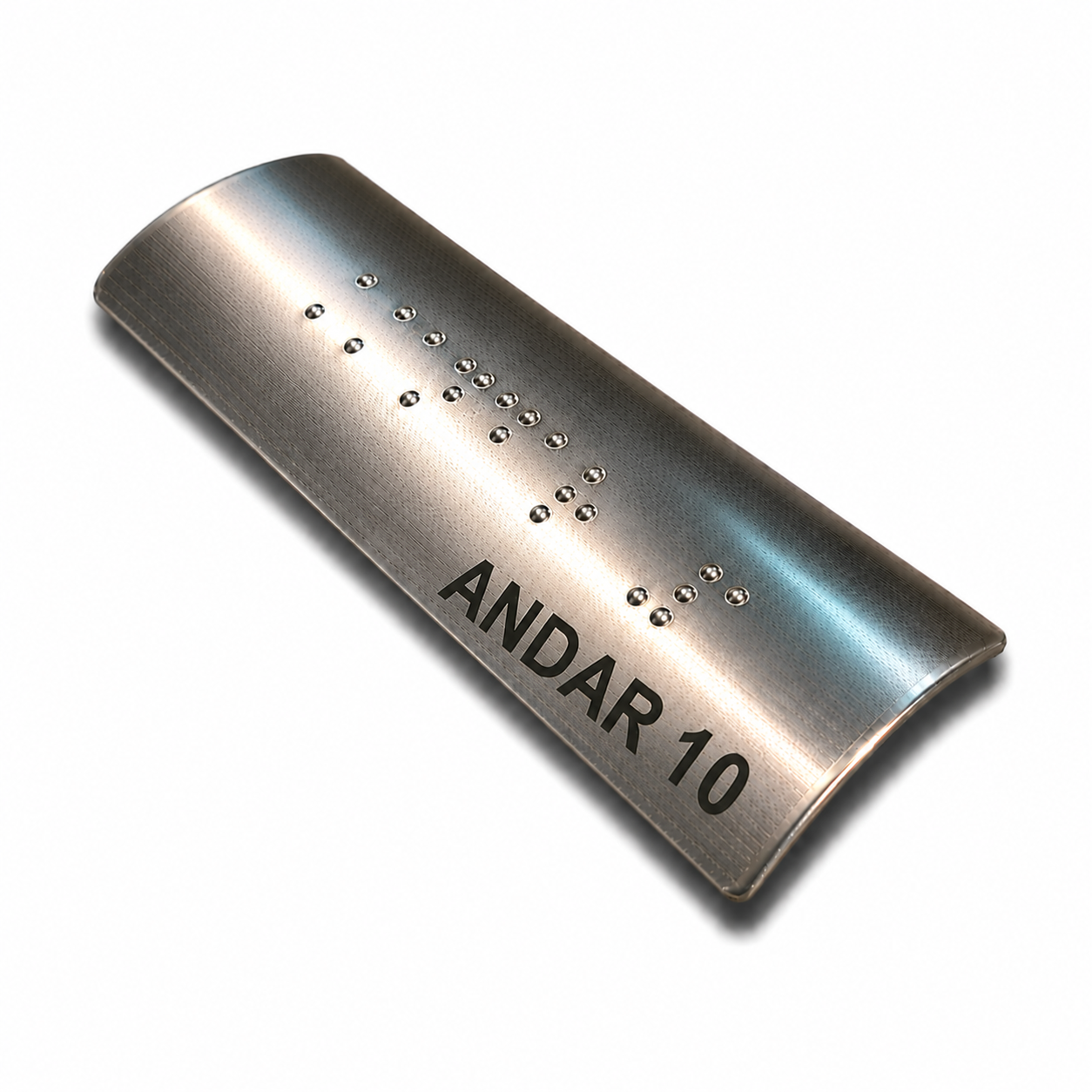 Placa Braille Alumínio p/ Corrimão 10x3cm - Andar 10
