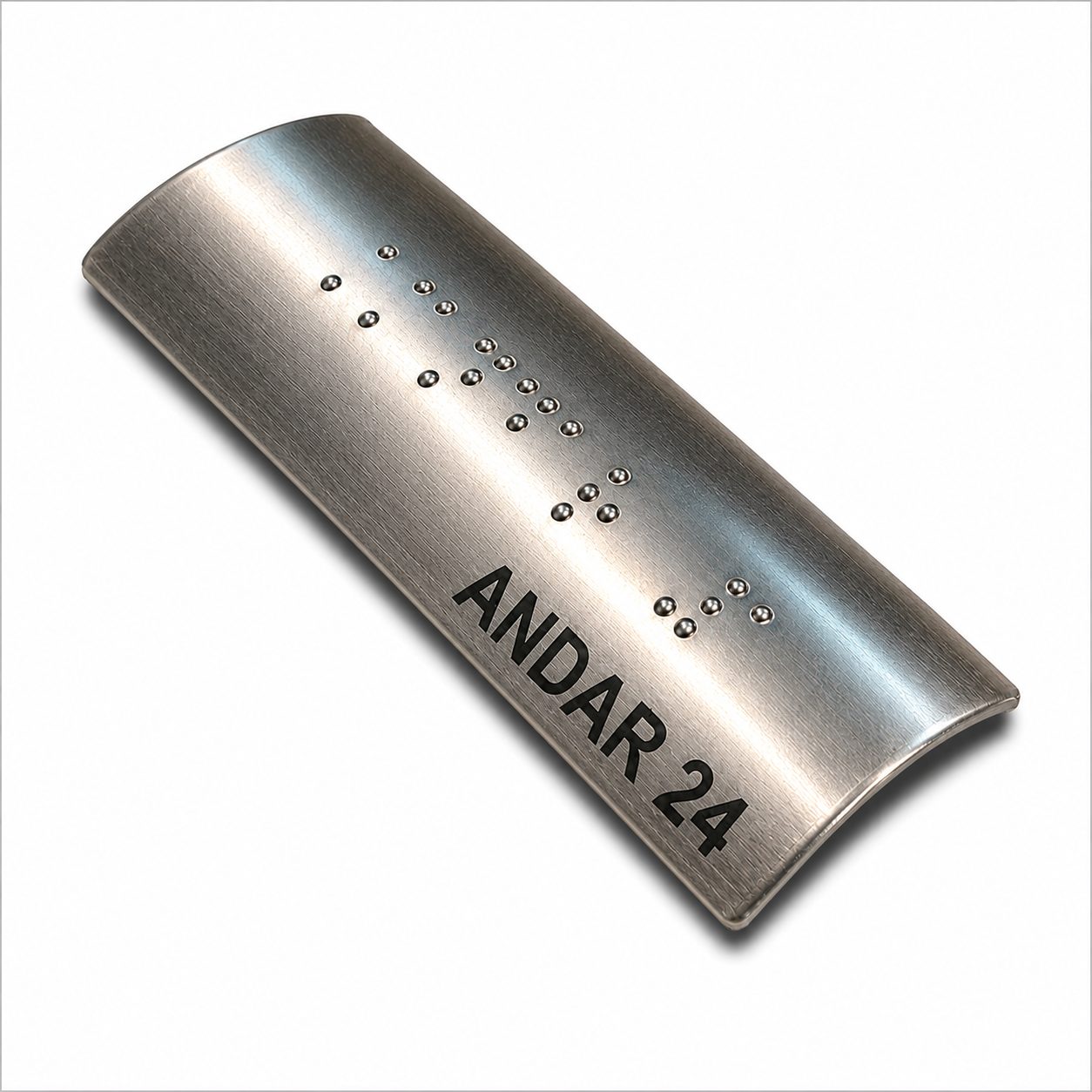 Placa Braille Alumínio p- Corrimão 10x3cm -  Andar 24