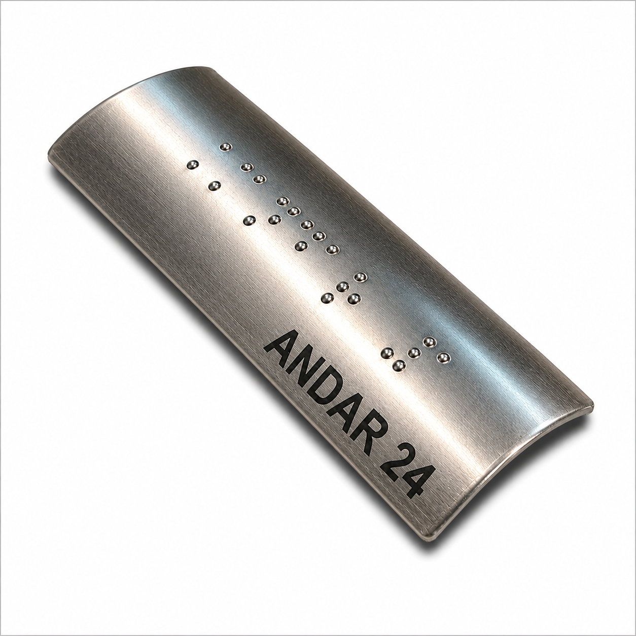 Placa Braille Alumínio p/ Corrimão 10x3cm -  Andar 24