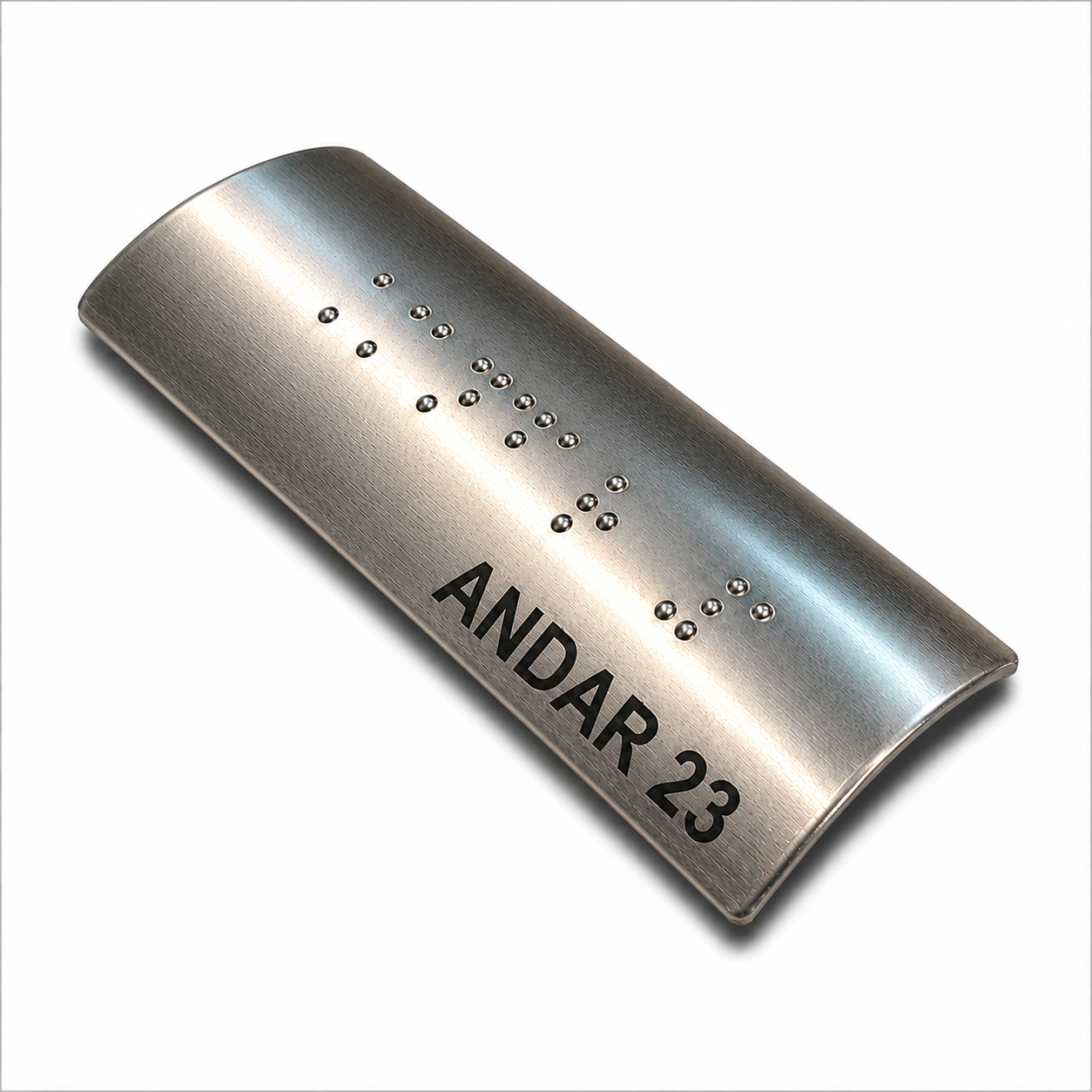 Placa Braille Alumínio p/ Corrimão 10x3cm -  Andar 23