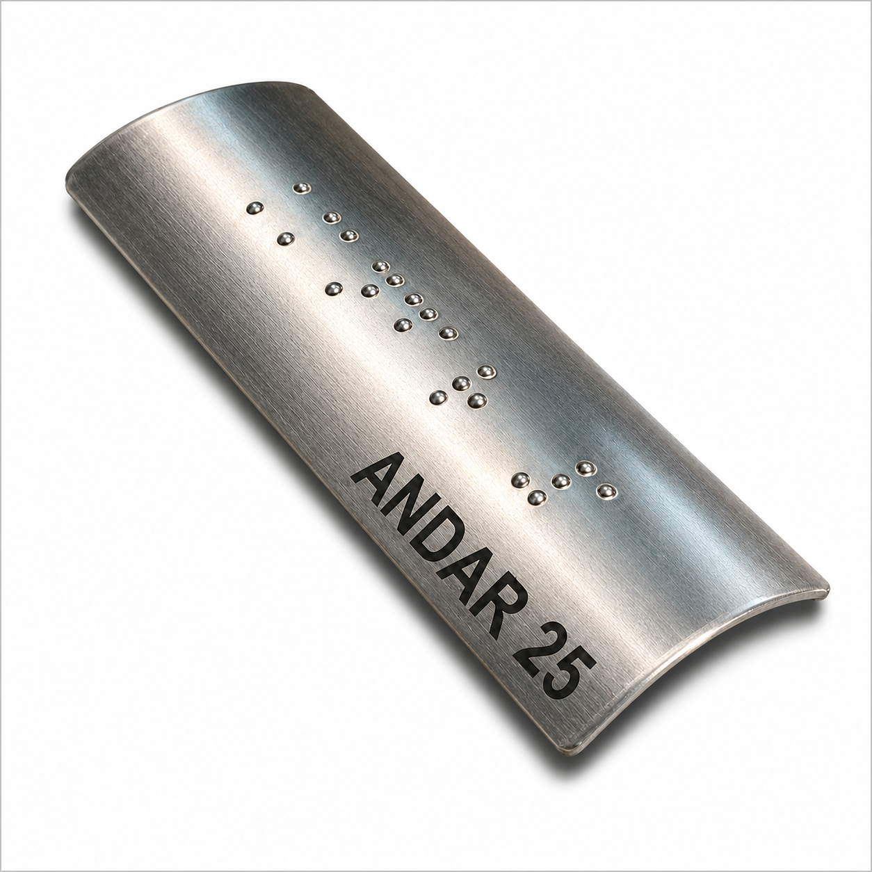 Placa Braille Alumínio p/ Corrimão 10x3cm -  Andar  25