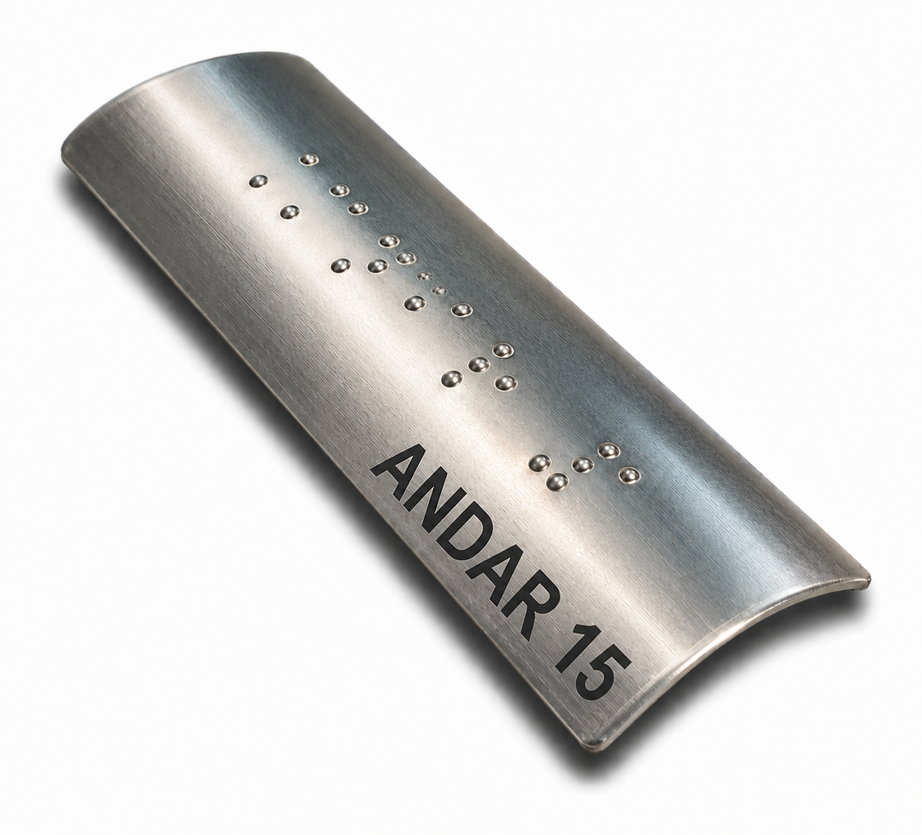 Placa Braille Alumínio p/ Corrimão 10x3cm - Andar 15