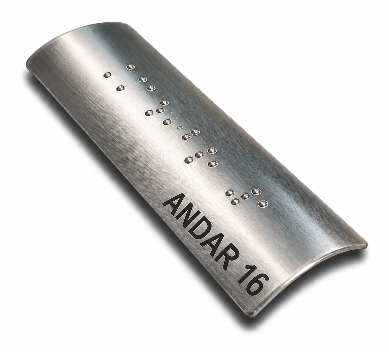 Placa Braille Alumínio p/ Corrimão 10x3cm - Andar 16