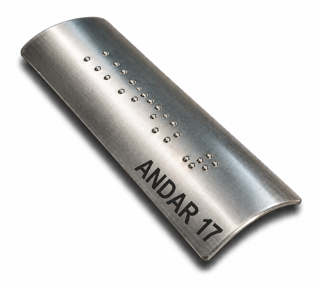 Placa Braille Alumínio p/ Corrimão 10x3cm - Andar 17