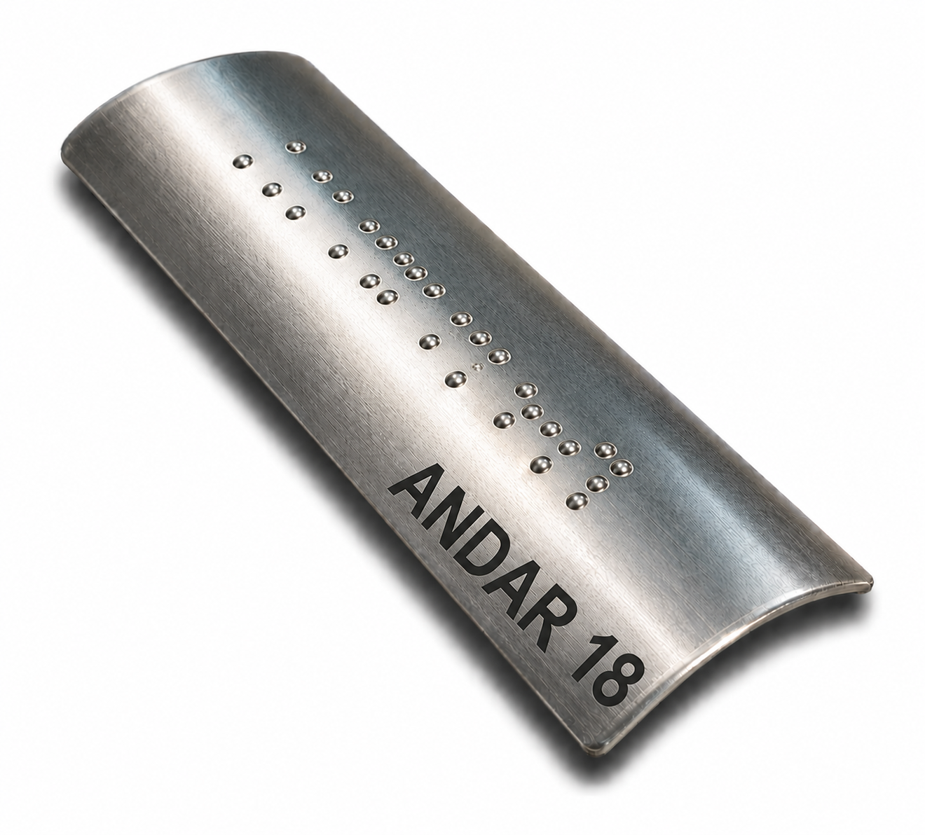 Placa Braille Alumínio p/ Corrimão 10x3cm - Andar 18