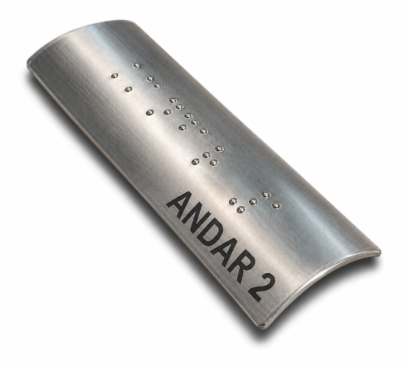 Placa Braille Alumínio p/ Corrimão 10x3cm - Andar 2