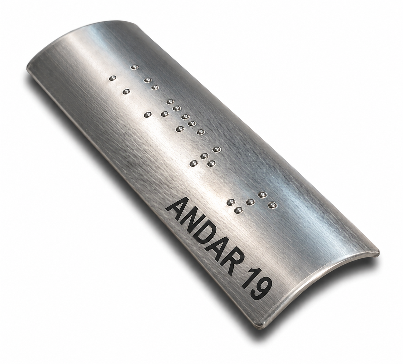 Placa Braille Alumínio p/ Corrimão 10x3cm - Andar 19