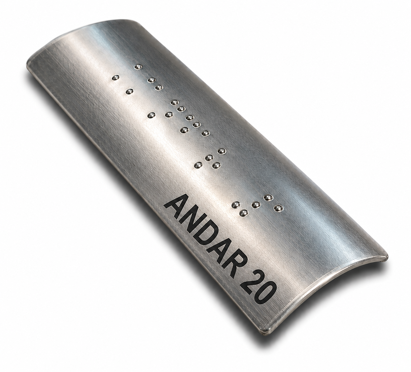 Placa Braille Alumínio p/ Corrimão 10x3cm - Andar 20