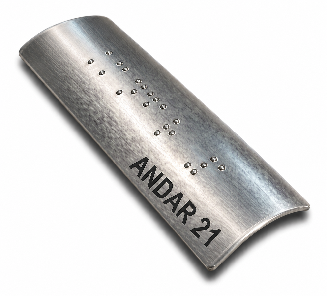 Placa Braille Alumínio p/ Corrimão 10x3cm - Andar 21