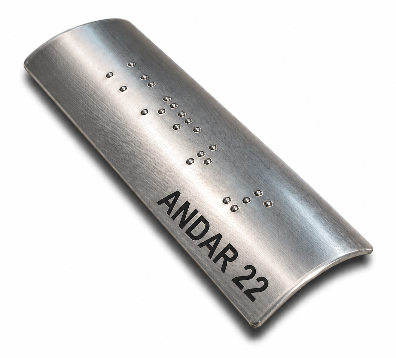 Placa Braille Alumínio p/ Corrimão 10x3cm - Andar 22