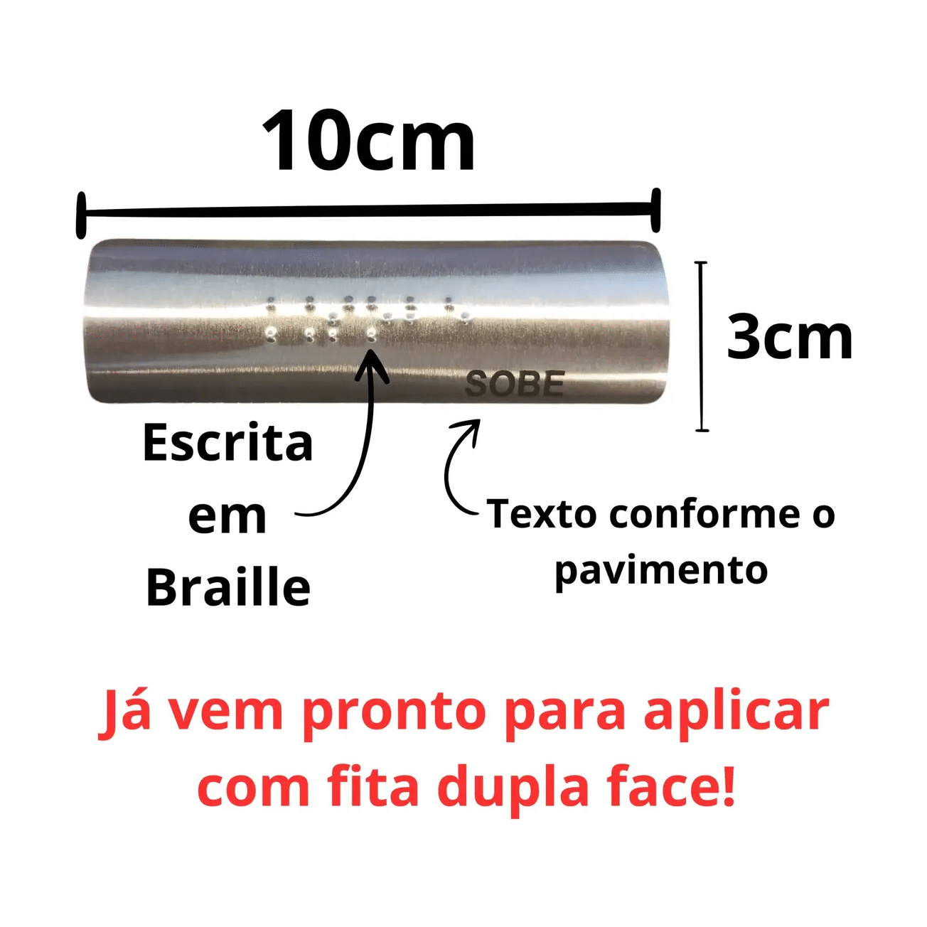 Miniatura 4 de Placa Braille Alumínio p/ Corrimão 10x3cm - Andar 3