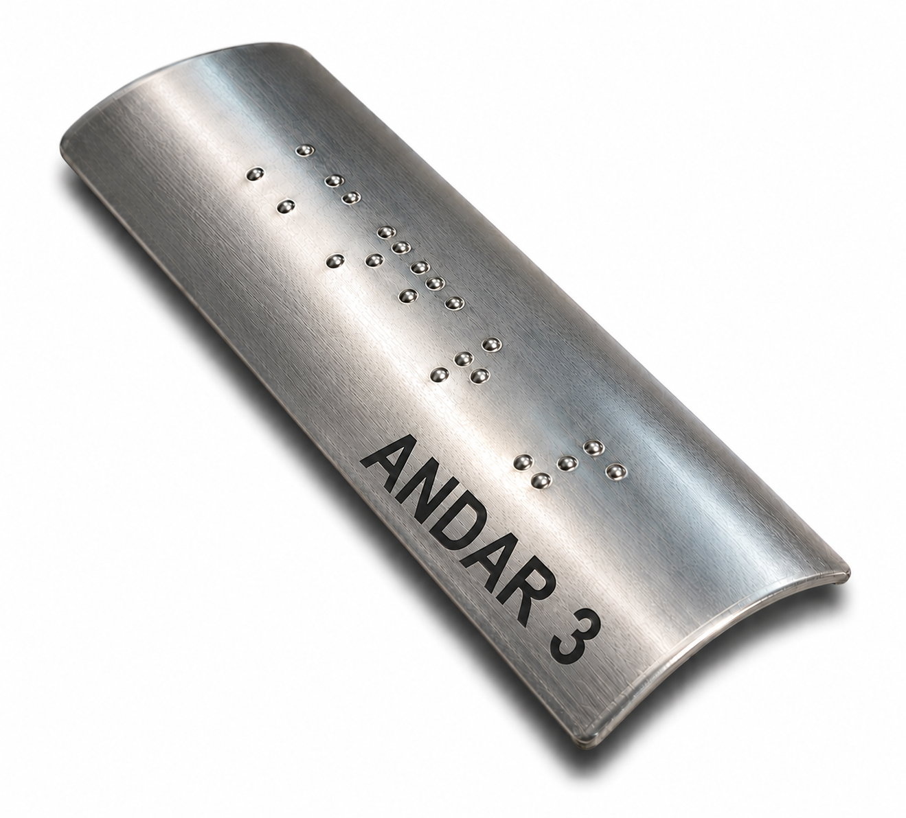 Placa Braille Alumínio p/ Corrimão 10x3cm - Andar 3