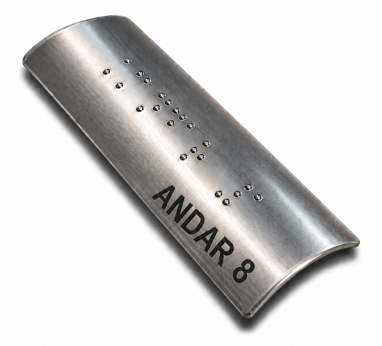 Placa Braille Alumínio p/ Corrimão 10x3cm - Andar 8