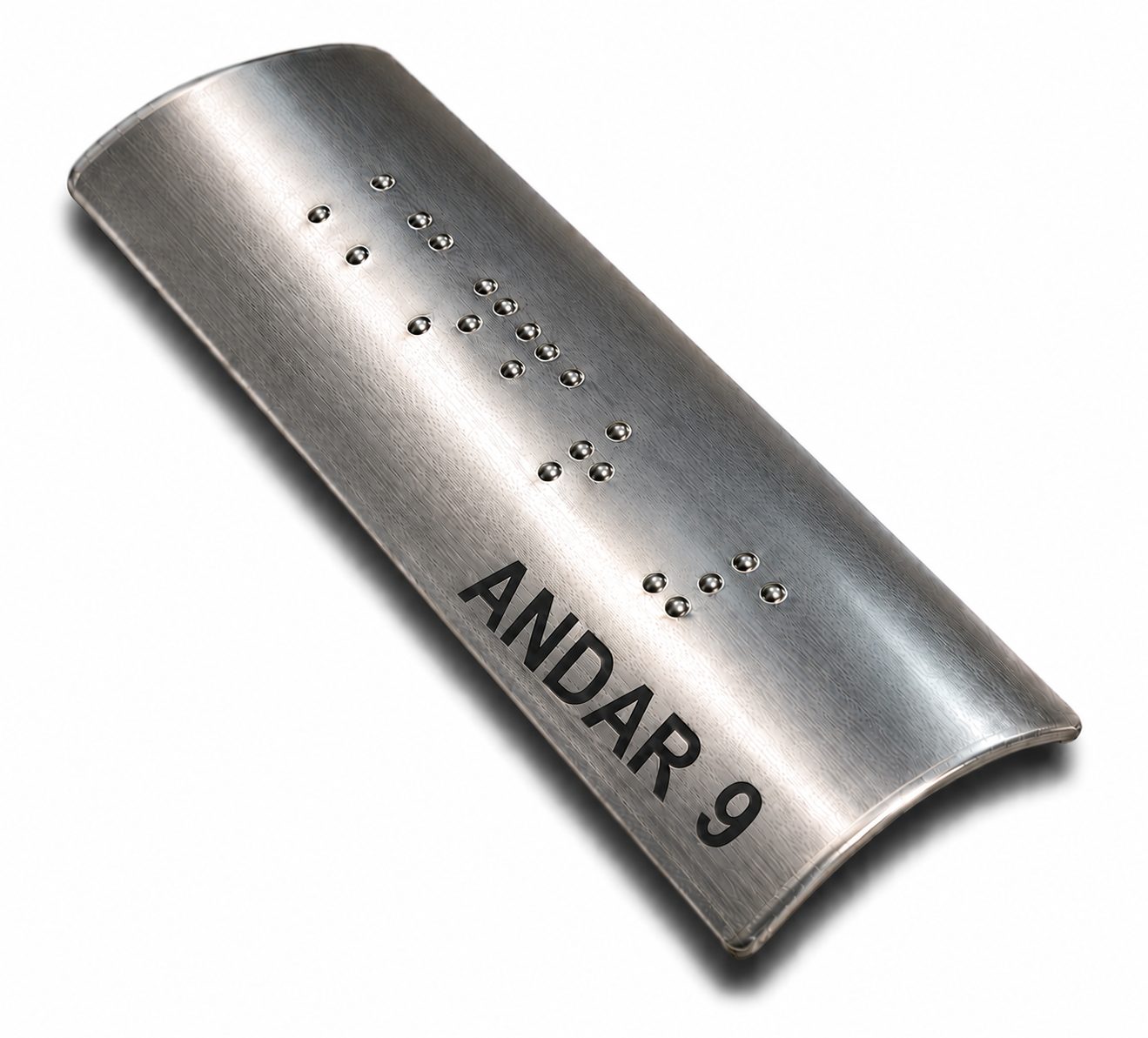 Placa Braille Alumínio p- Corrimão 10x3cm - Andar 9