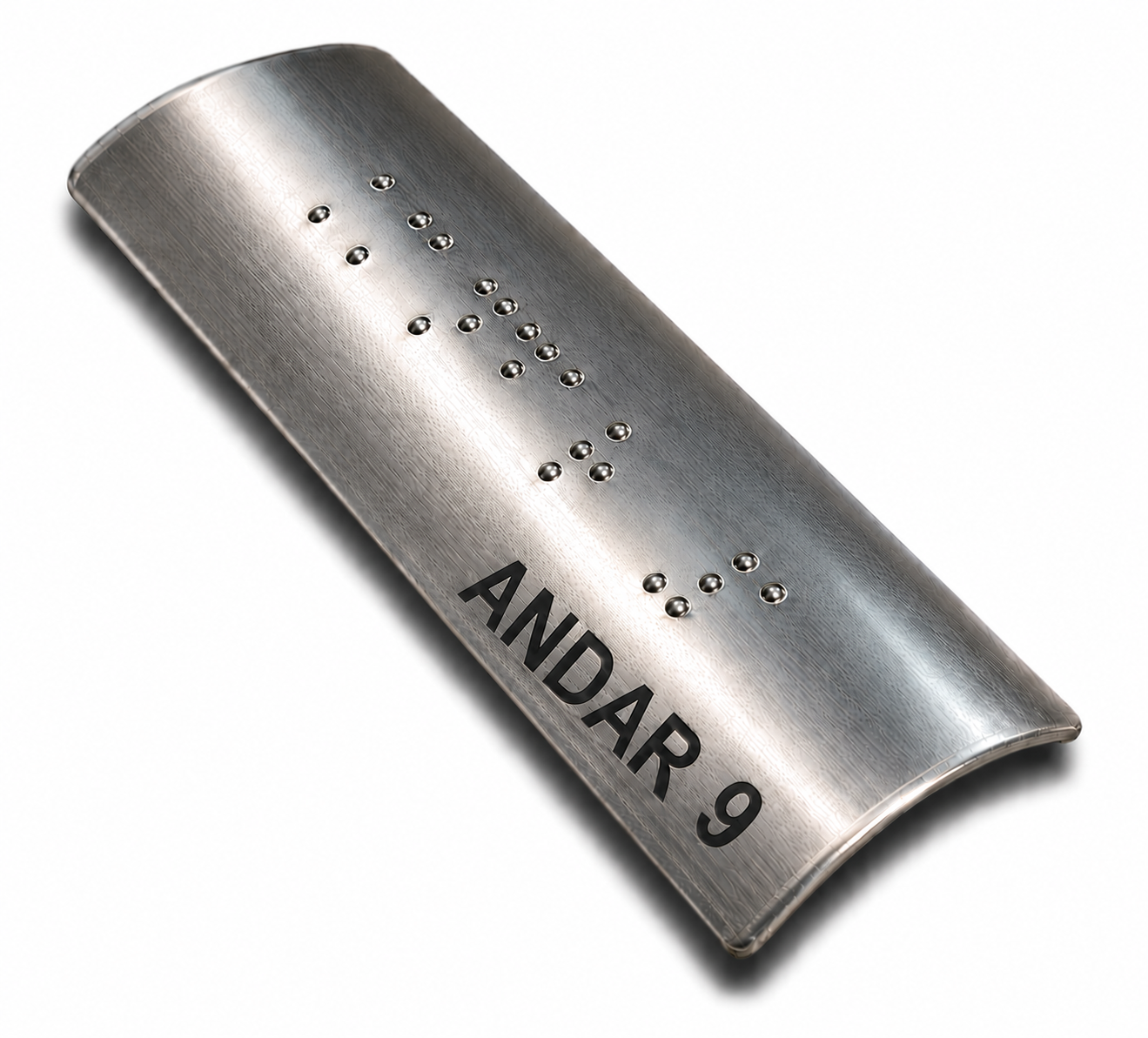 Placa Braille Alumínio p/ Corrimão 10x3cm - Andar 9