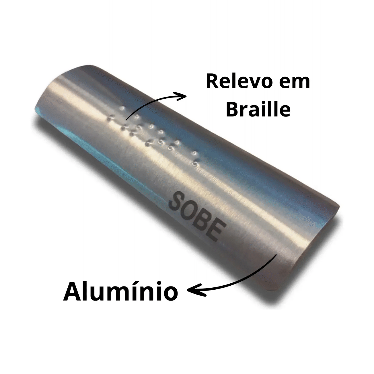 Miniatura 2 de Placa Braille Alumínio p/ Corrimão 10x3cm - Desce