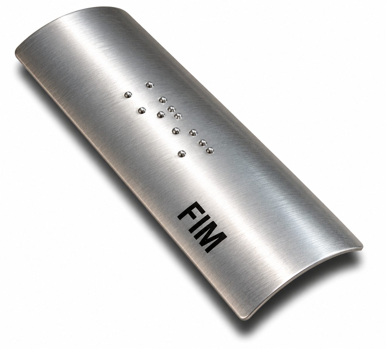 Placa Braille Alumínio p- Corrimão 10x3cm - Fim