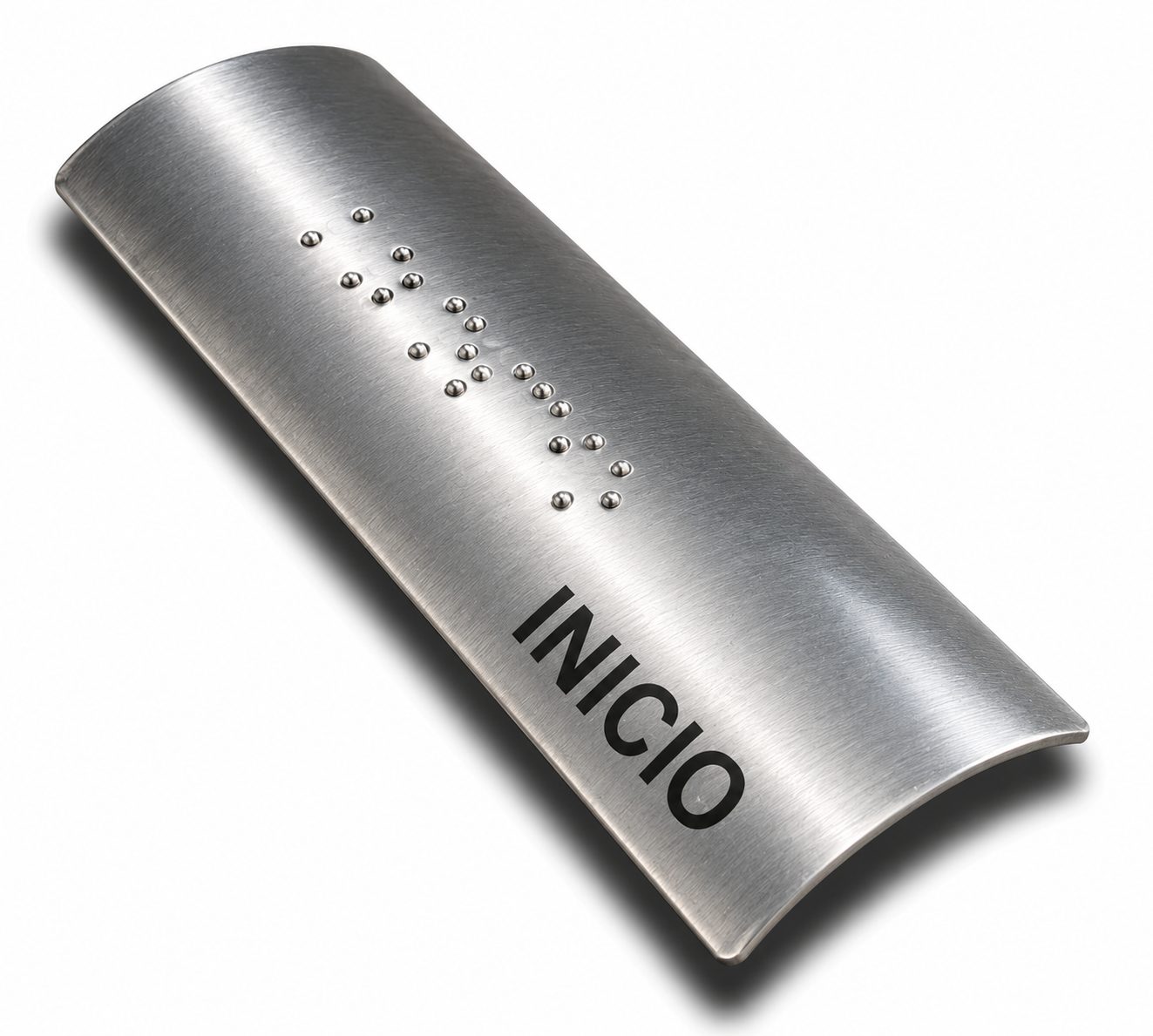 Placa Braille Alumínio p- Corrimão 10x3cm - Início