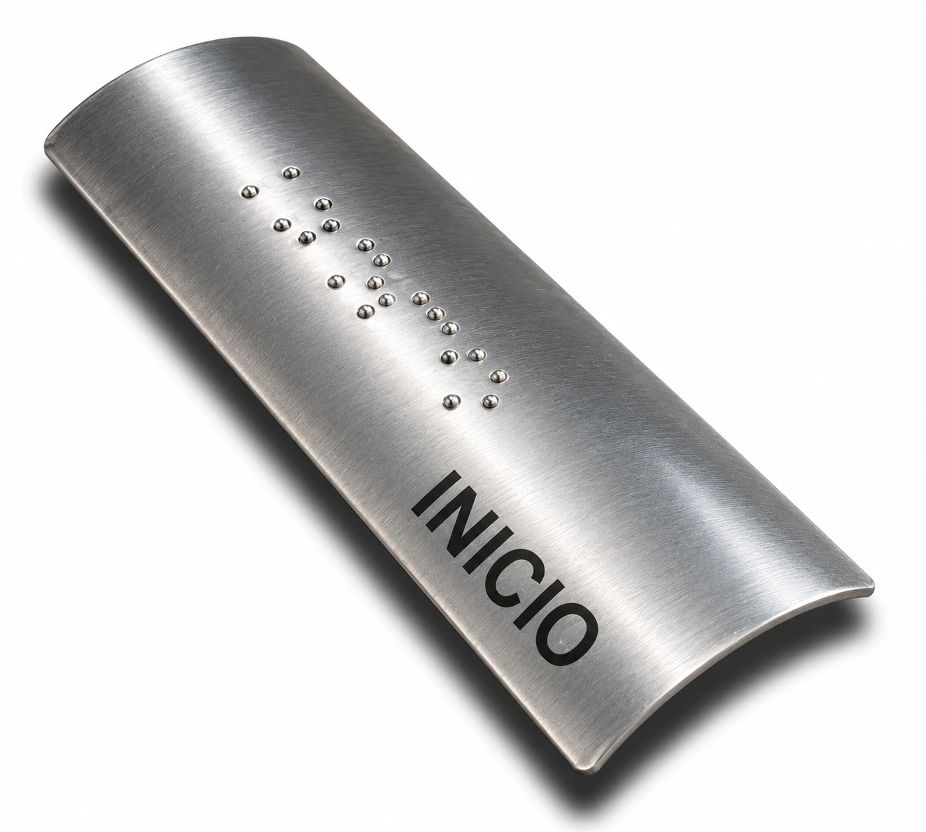 Placa Braille Alumínio p/ Corrimão 10x3cm - Início