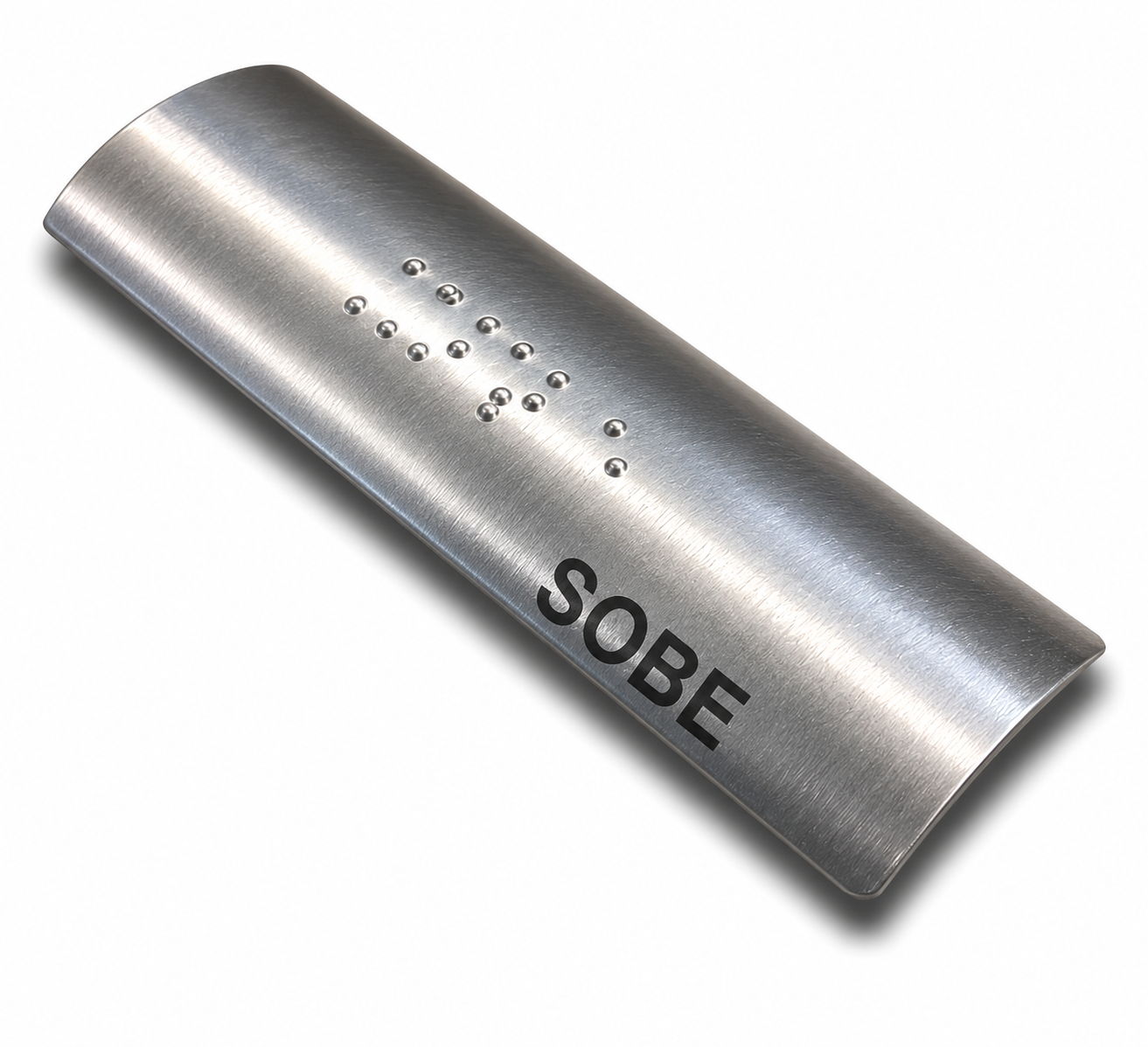 Placa Braille Alumínio p/ Corrimão 10x3cm - Sobe