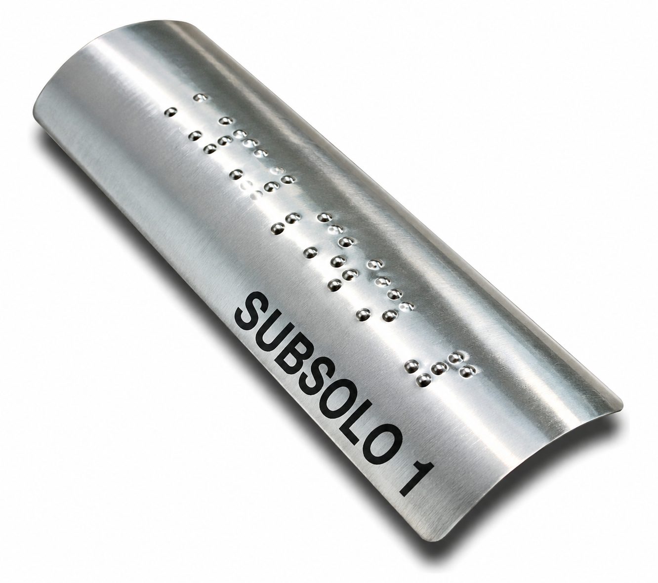 Placa Braille Alumínio p- Corrimão 10x3cm - Subsolo 01