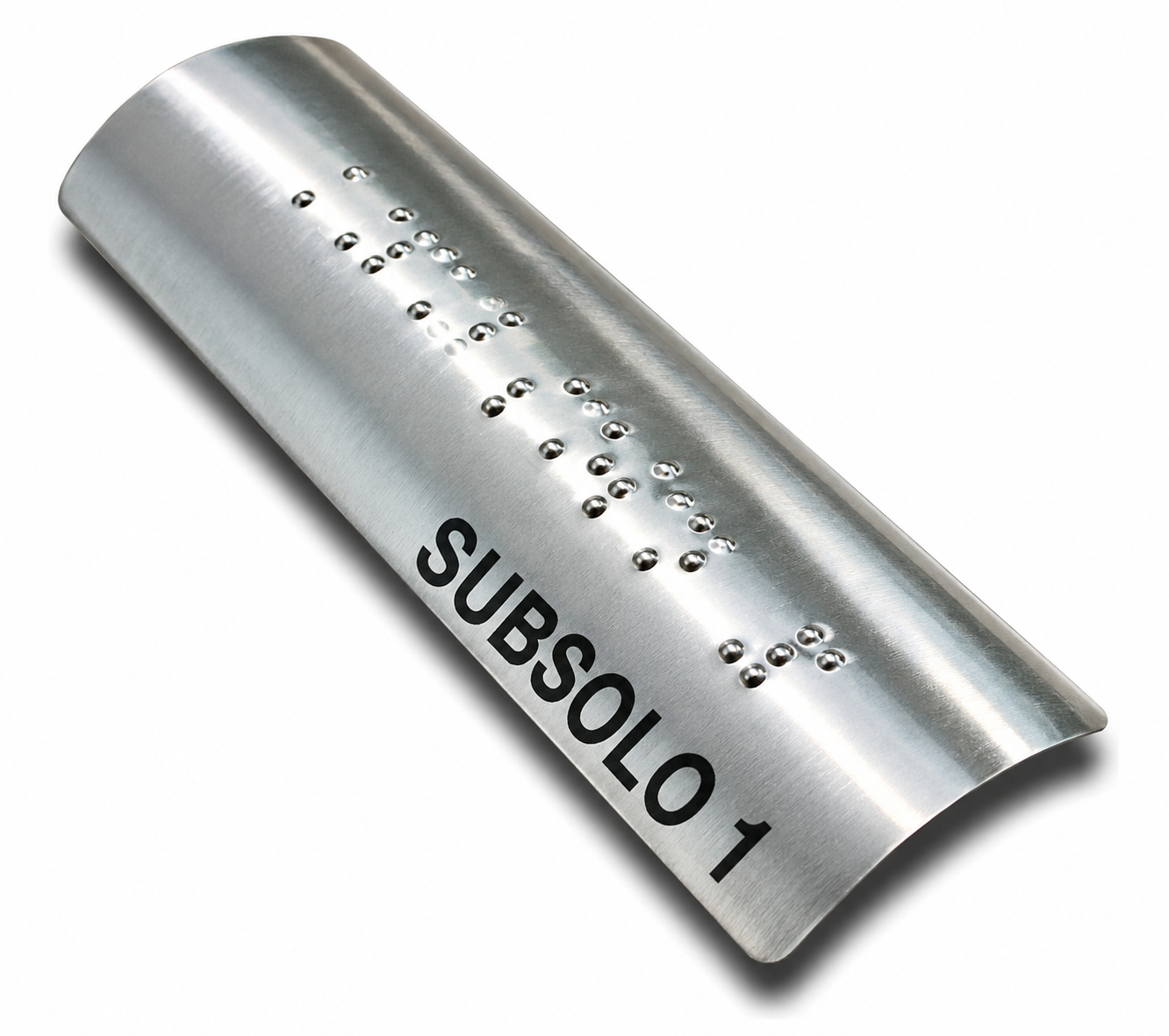 Placa Braille Alumínio p/ Corrimão 10x3cm - Subsolo 01