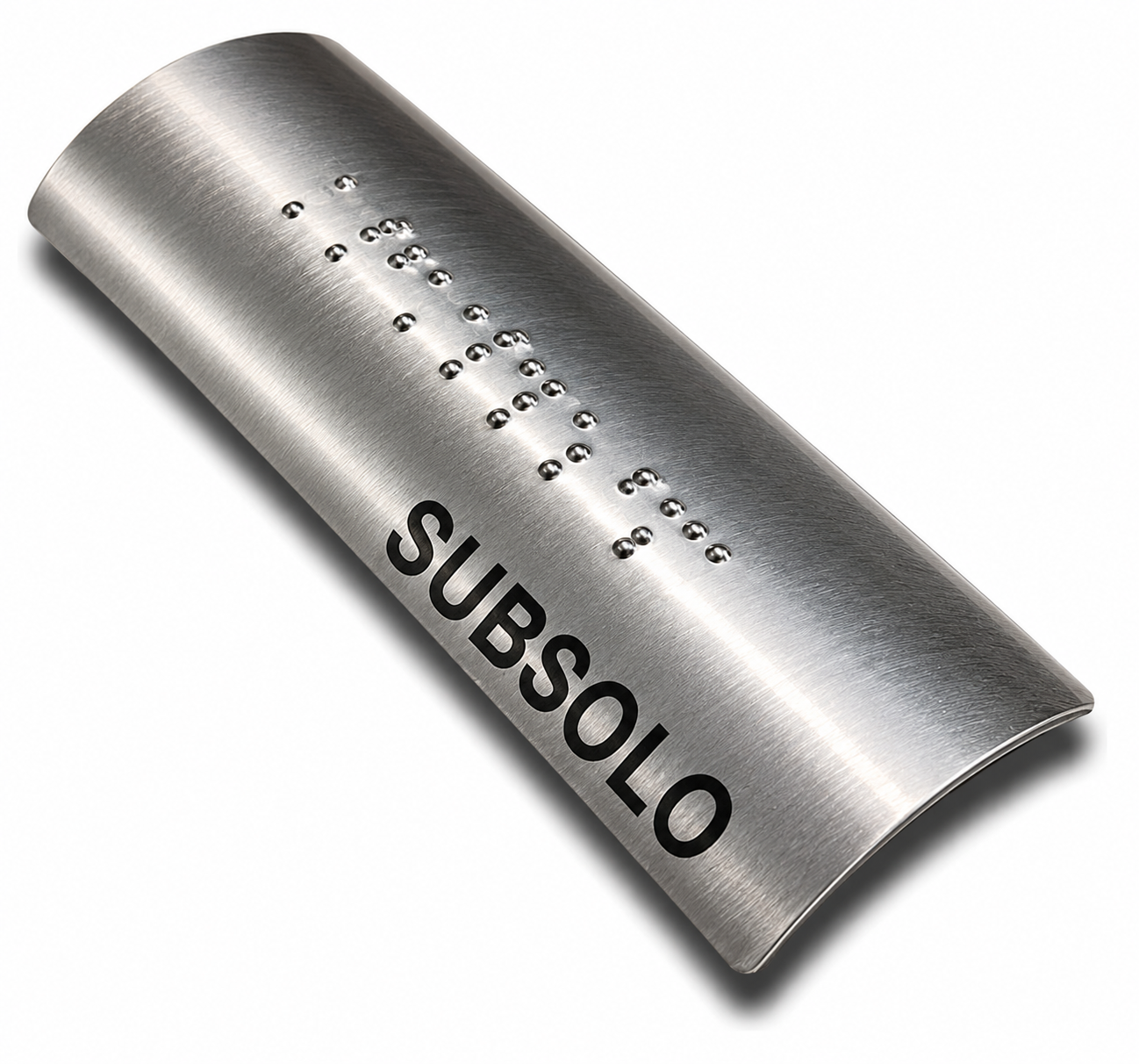 Placa Braille Alumínio p/ Corrimão 10x3cm - Subsolo