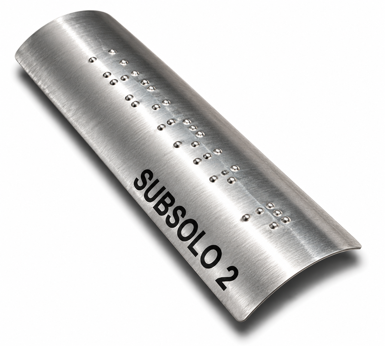 Placa Braille Alumínio p/ Corrimão 10x3cm - Subsolo 2