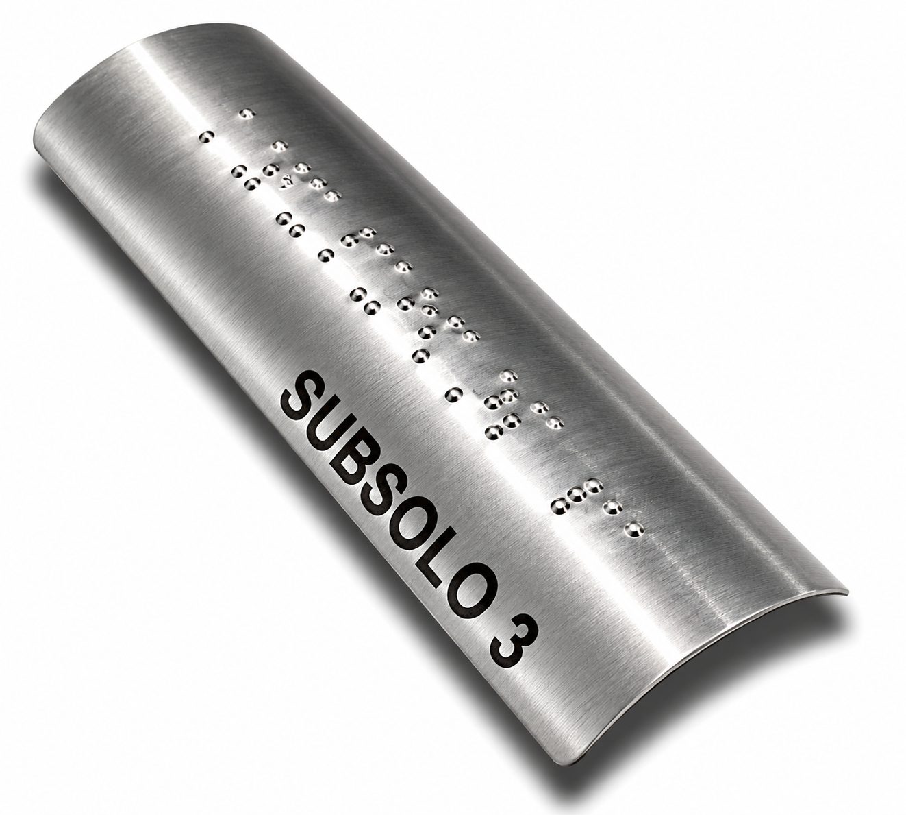 Placa Braille Alumínio p- Corrimão 10x3cm - Subsolo 3 