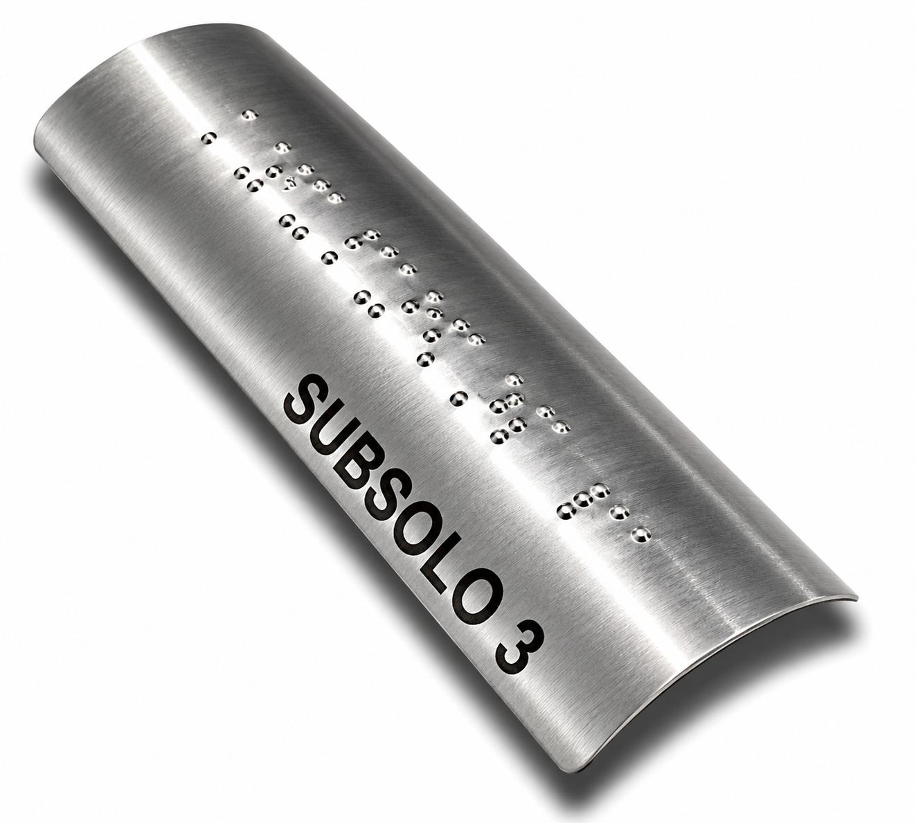 Placa Braille Alumínio p/ Corrimão 10x3cm - Subsolo 3 