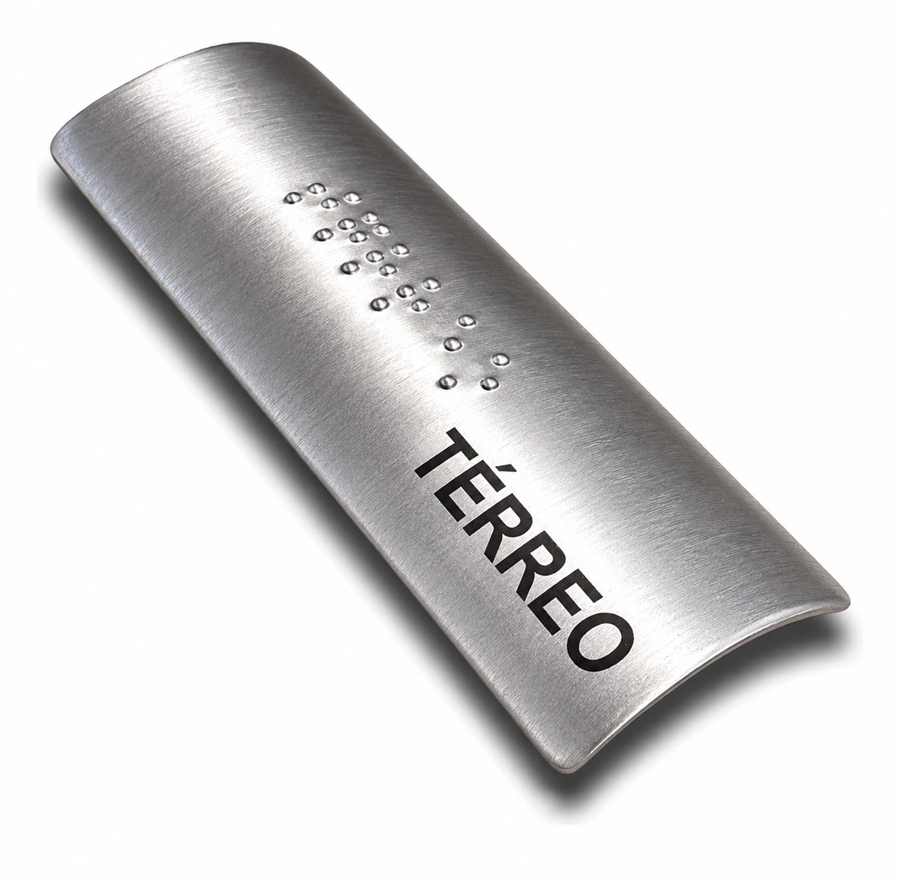Placa Braille Alumínio p- Corrimão 10x3cm - Térreo