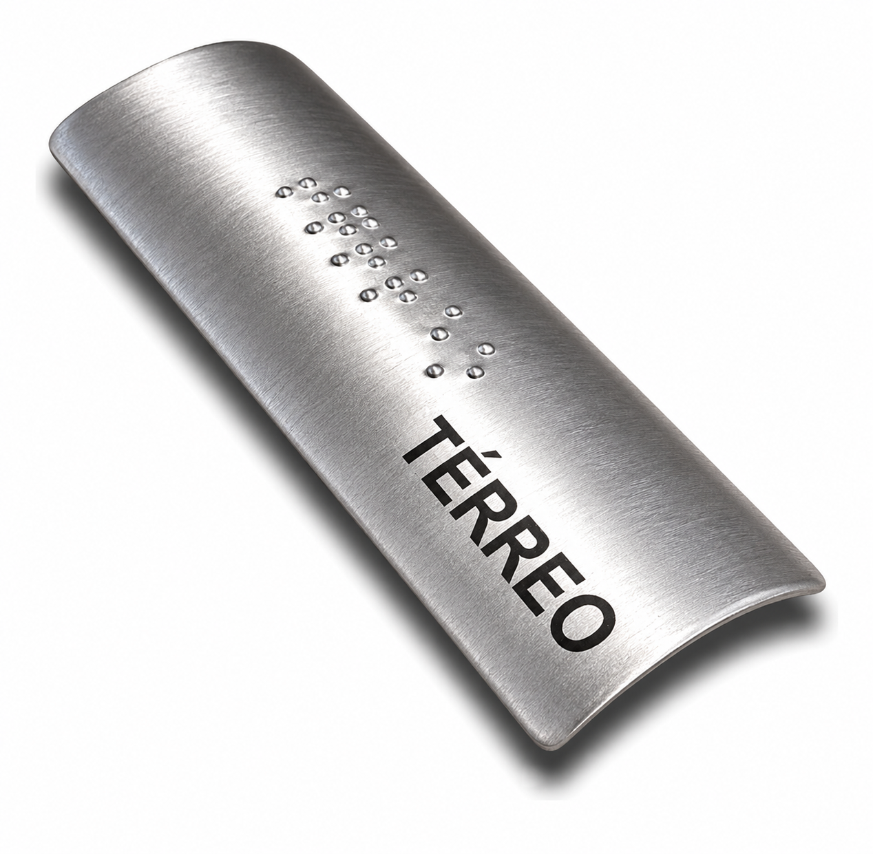 Placa Braille Alumínio p/ Corrimão 10x3cm - Térreo