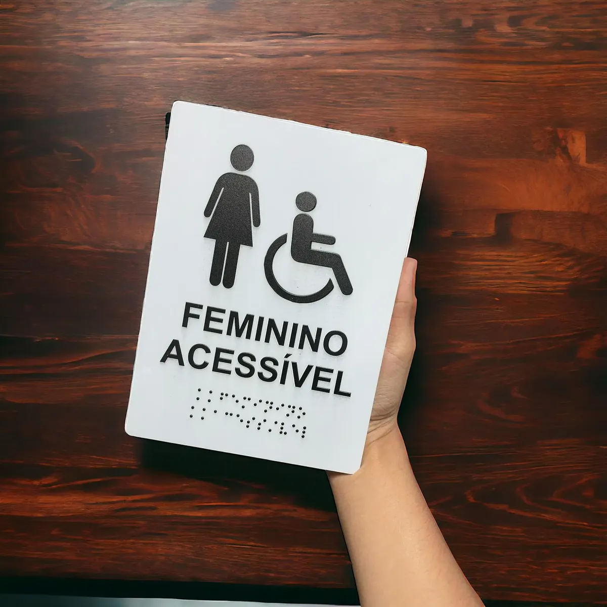 Miniatura 3 de Placa Braille Padrão Sanitário Feminino Acessível