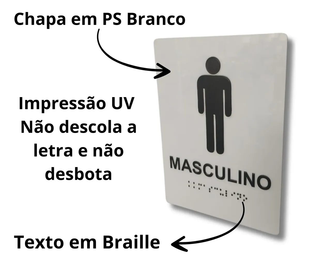 Miniatura 1 de Placa Braille Padrão Sanitário Masculino