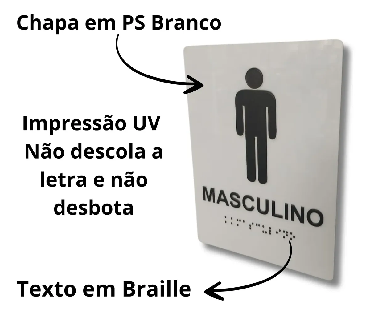 Miniatura 1 de Placa Braille Padrão Sanitário Masculino
