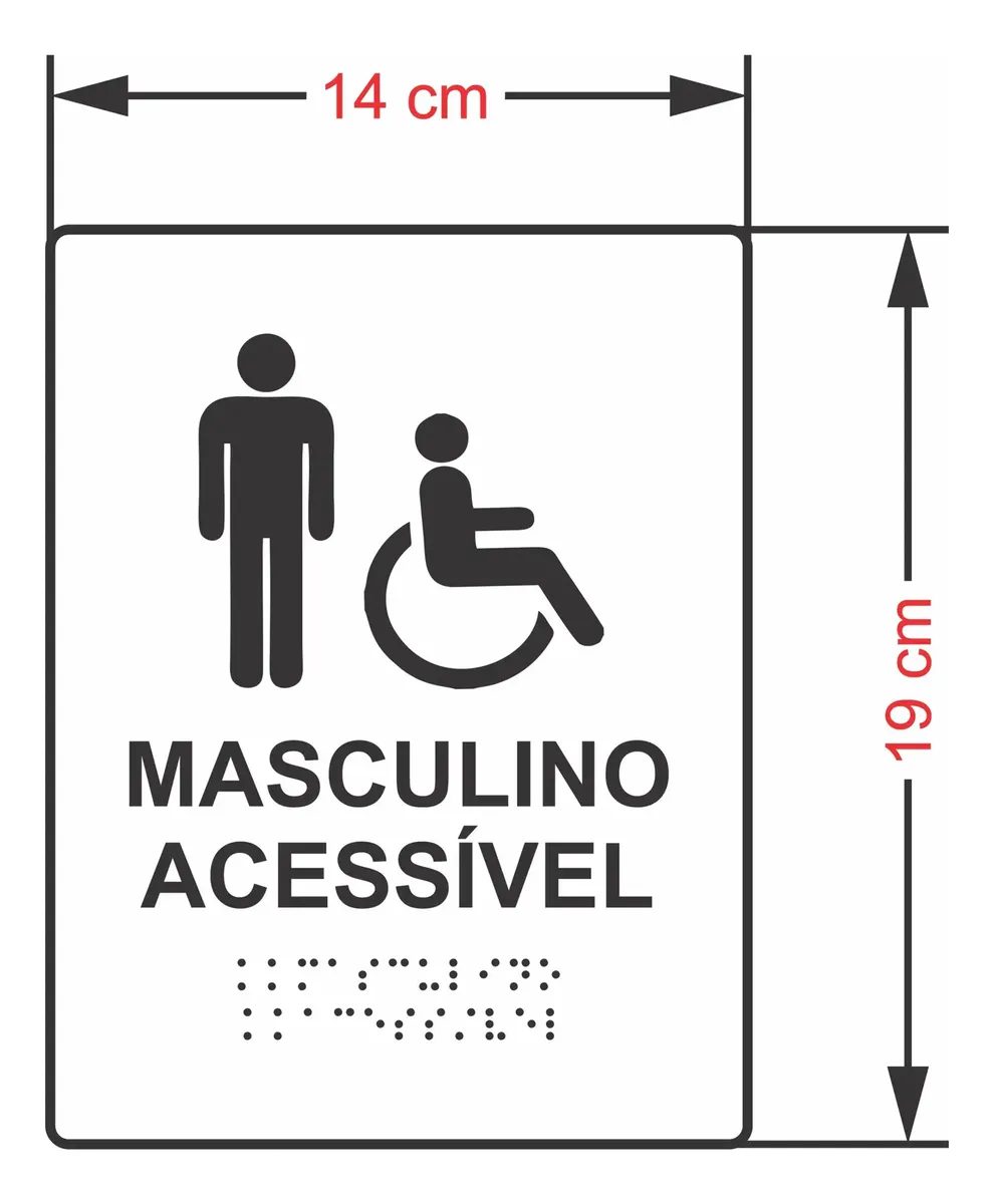 Miniatura 3 de Placa Braille Padrão Sanitário Masculino Acessível
