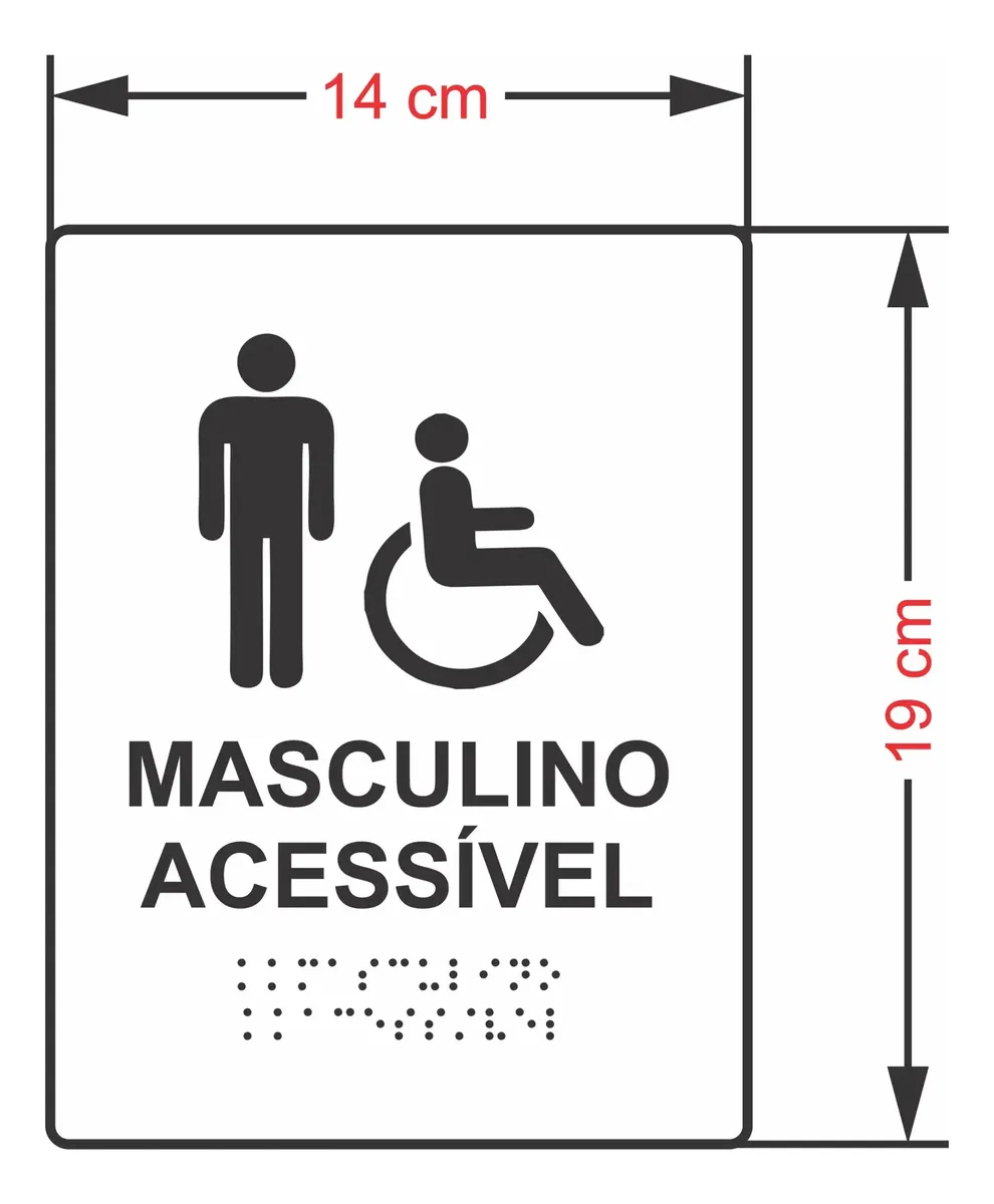 Miniatura 3 de Placa Braille Padrão Sanitário Masculino Acessível