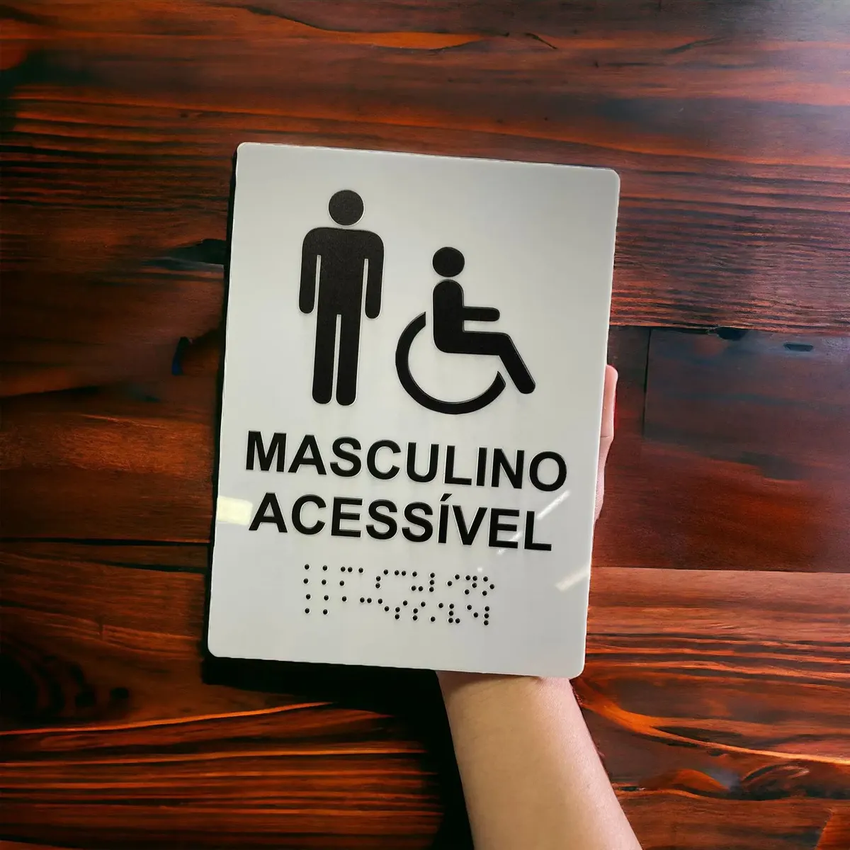 Miniatura 4 de Placa Braille Padrão Sanitário Masculino Acessível