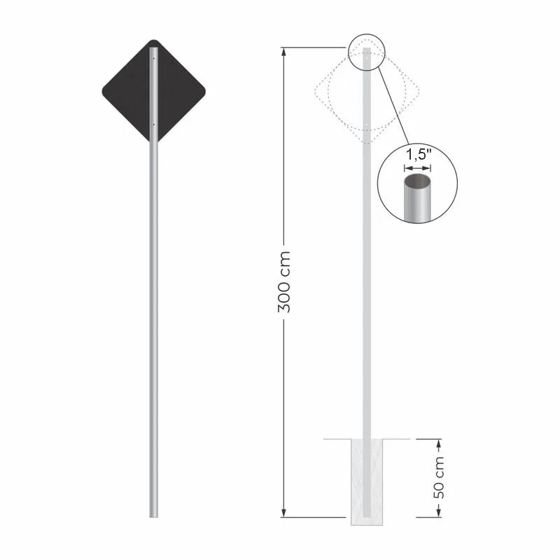 Poste Para Placas Estacionamentos 1,5" 