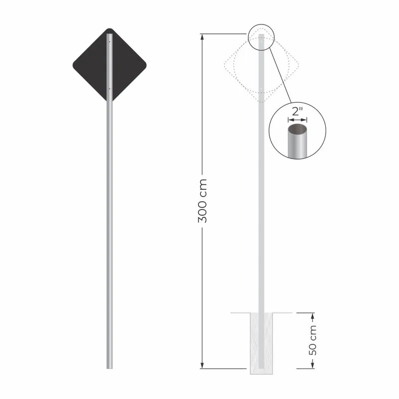 Poste Para Placas Estacionamentos 2"
