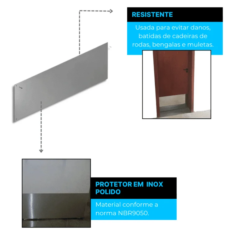 Miniatura 3 de Protetor De Porta PCD Inox 80X40 cm 0,5 mm